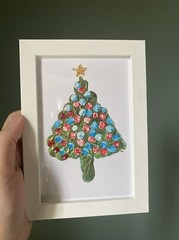 Christmas Tree,holidays Original painting On Paper,framed 4/6
