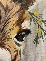 9 x 12 Framed Acrylic and Pen Painting on Canvas Board……“Spring Burro“