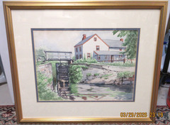 NEW HOPE?~CHARLES ERNEST PONT~WATER COLOR~ HOME BY THE CANAL~SIGNED, GOLD FRAMED