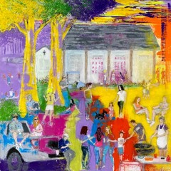 Tailgate Party, Man Cave Art (Original Acrylic Painting on Wood)