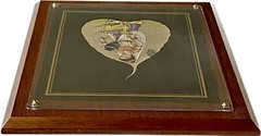 Traditional Vintage Indian Peepal Leaf Painting, Woman With Goat Framed 13×11
