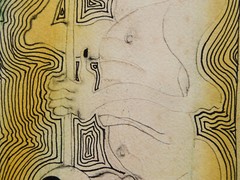 Jörg Shimon Schuldhess 1941-1992 Basel/watercolor & ink „Lone Thinker“ 1987