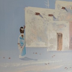 Southwest Pueblo Original Oil Painting On Canvas Signed K Mescal 20×24