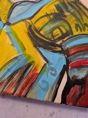 Original Medieval Knight Armor Painting 11×14 Abstract Expressionist Wachtel