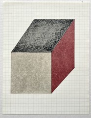 Vintage Geometric Abstract Oil Pastel & Charcoal Drawing On Graph Paper MCM