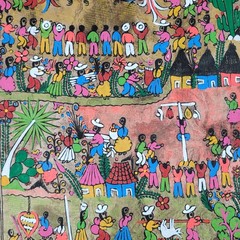 2 Original Amate Mexican Bark Paintings 39cmx59cm from Guerrero Mexico