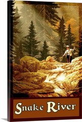 Snake River Wyoming Fly Fishing For Trout Giclee Art Print Canvas