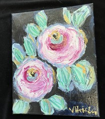 “Peonies Noir “An Original Acrylic Painting 10”x8” On Canvas