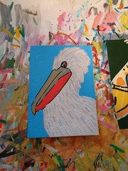 Aceo original art painting of Bird Print 2.5 in x 3.5in By Emmittsart