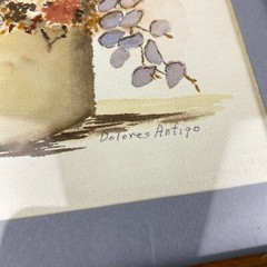 VTG Hand Painted Florals Muted Watercolors Signed Cottage Country Decor Flowers