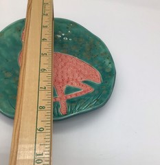 Jessica Tileworks 2022 Original Handmade Bahama Studio Art Plate Dish Flamingo