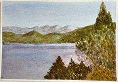 Original Lake Tahoe Watercolor Painting 7×10 Sierra Nevada Mountain Landscape Ar