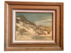 Carolyn Blush Signed Oil Painting Beach Dunes Coastal Scene Framed 24×21