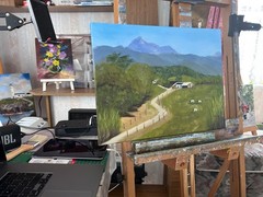 Farming on the hills in the countryside, Stretched canvas, 18″x14″