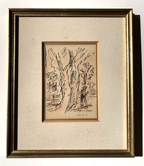 David Hendler (Russian/Israeli , 1904-1984) Superb Impressionist Ink Painting
