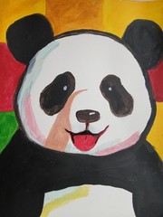 Expressionism 11×14 CUTE Panda Bear Signed Handmade One of a Kind ART Painting