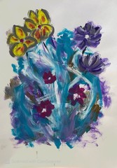 Messa Art: Lesley Ann- 12×16 Abstract Expressionism Original Floral Art on Paper