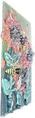 Hand Painted Impasto 3d Sunflower on Wood -Thick Sculpting Acrylic 11.8 by 7.9