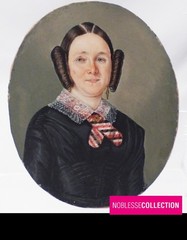 ANTIQUE DATED 1846 FRENCH SCHOOL GOUACHE HAND PAINTED MINIATURE WOMAN PORTRAIT
