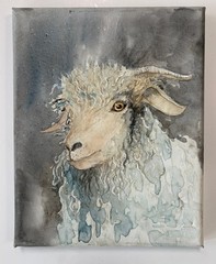 Painting Goat Sheep Original Watercolor Farm Animal Country Farmhouse