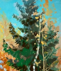 Oil Painting Winter Path In The Forest Y. Suprunchuk Unframed Original nAAA4204