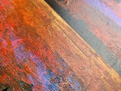 Modern Original Painting Sunset sky Lake Tahoe red gold blue Orange Black wax