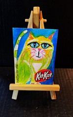 UNIQUE Pop Art LADY PORTRAIT ACEO PAINTING 2.5 X 3.5 Original SWARTZMILLER DNA