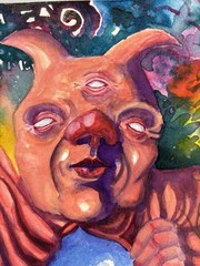 Original Painting Watercolor Art Surreal Fantasy Creature Goblin Dream Mikah