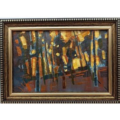 Abstract Landscape Original Oil Painting 6×4 Framed Signed Cubist Nature Art