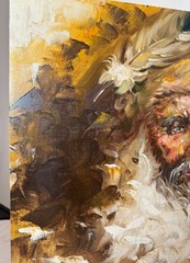 Large Vintage original expressive American Indian Roy Pierce oil painting canvas