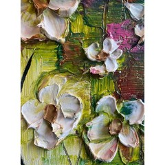 Original Palette Knife Abstract textured white flowers Painting 18″x24″