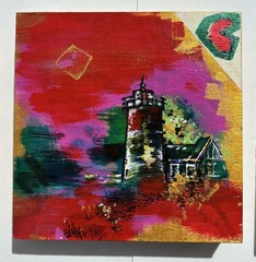 Original Painting On Wood by Katalina Savola. Cape cod lighthouse . 4×4 Inches