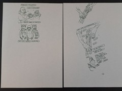 GIPI Original Art Signed Pair of Drawings Published Editorial Illustration RARE