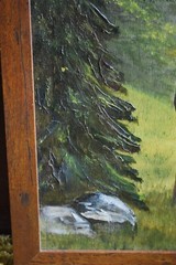 Vtg 26″ ORIGINAL ACRYLIC PAINTING On Canvas BULL ELK/ LANDSCAPE Signed & Framed