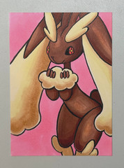 ACEO Original Pokemon Fanart „Lopunny“, Mini Art 2.5 x 3.5 Inches Anime
