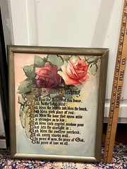 c.1910 Rose Motto House Blessing Watercolor Painting