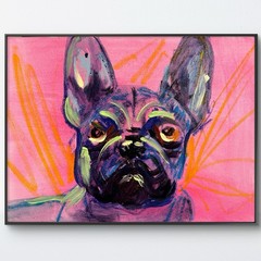 Original Abstract Expressionism 12×16 Bulldog Handmade Signed Fine Art 157