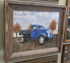 1930s Chevy Half Ton Pickup Truck Original Canvas Painting Barnwood Frame