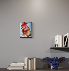 Aleph Original Rooster 8×10 Abstract Impressionist Wall Art Painting Canvas
