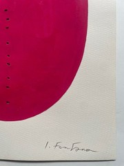 Lucio Fontana Original Painting on Paper Red Concept Spacial Art Minimalist F85