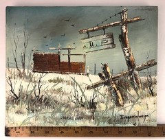 Small Vintage Oil Painting on Canvas 8×10 Signed Woodson