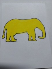 Yellow Elephant Original Artwork Home Decor Gift miniature small ACEO 3.5 INCH