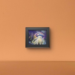 Original Acrylic Pastel UFO Hand Painted 9 x 12 In Paper