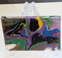 Abstract Fluid Pour Painting 4 X 6 Stretched Canvas acrylic Decor Art Colorful