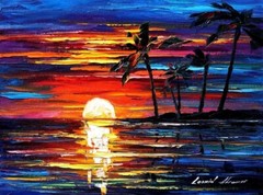 Leonid Afremov TROPICAL SUMMER FIESTA 30″x24″ LIMITED EDITION GICLEE ORIGINAL