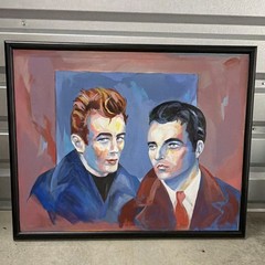 Large Portraiture Painting Two Men People Portrait Framed Canvas Art