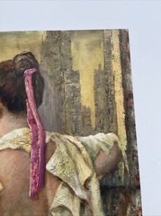 MID CENTURY PAINTING ABRUZZI VERY RARE LARGE Women PRETTY WOMAN FEMALE MODEL 36″