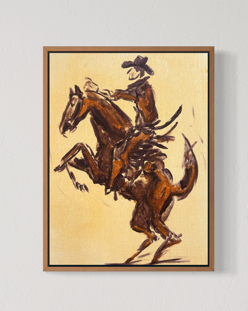 Original Cowboy In Motion Canvas 12×16 Acrylic Abstract Western Horse Wall Art