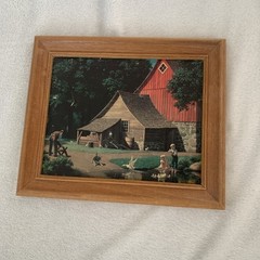 Vintage MCM 12×10 1/2” Paul Detlefsen Americana Scene “Memories” Framed