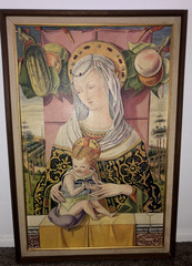 VINTAGE COPY OF CARLO CRIVELLI OIL (ON BOARD) PAINTING OF MADONNA AND CHILD 29”